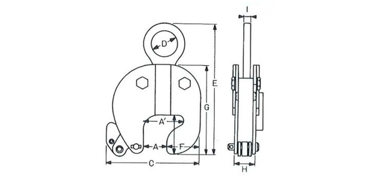 BCR型板狀閥體用鋼板鉗尺寸圖: BCR型板狀閥體用鋼板鉗尺寸圖