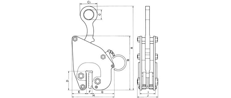 FL VA豎吊無傷鋼板夾具尺寸圖 FL VA豎吊無傷鋼板夾具尺寸圖