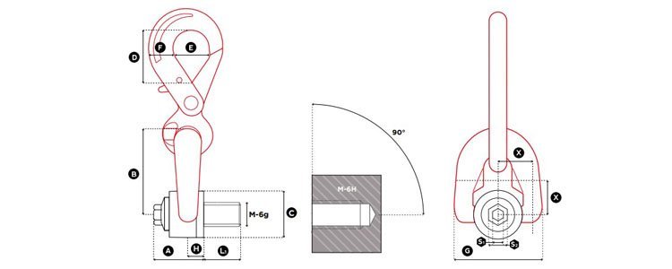 DSH+C型盧森堡旋轉吊環尺寸圖