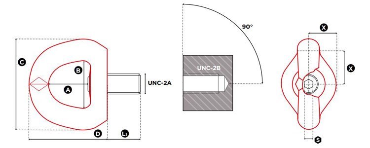 SEB+C型盧森堡萬向旋轉吊環尺寸圖