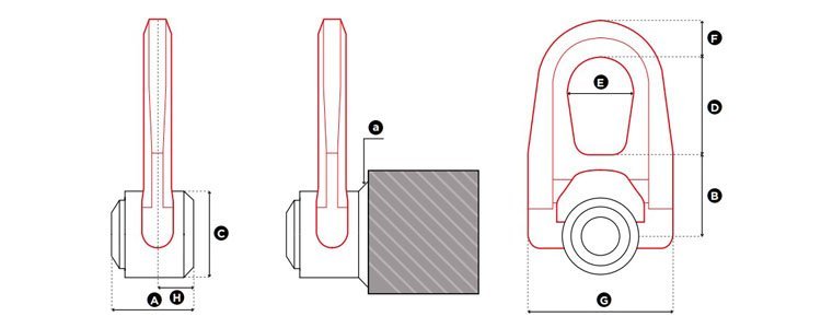 WE.DSR型盧森堡旋轉吊環尺寸圖