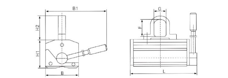 強(qiáng)力永磁起重器尺寸圖 強(qiáng)力永磁起重器尺寸圖