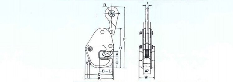 GD橫吊鋼板起重鉗尺寸圖 GD橫吊鋼板起重鉗尺寸圖