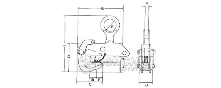 HR橫吊鋼板鉗尺寸圖